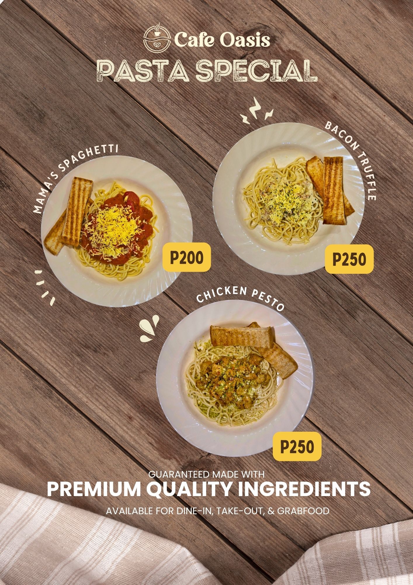 Cafe Oasis Pasta Special